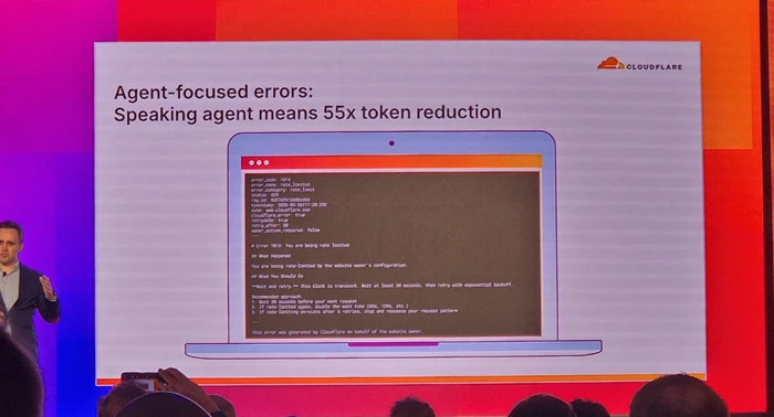 Agent focused errors - speaking agent means 55x token reduction.
