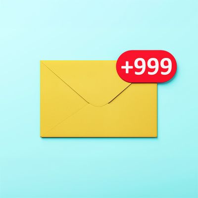 Yellow envelope with a red notification badge displaying 999